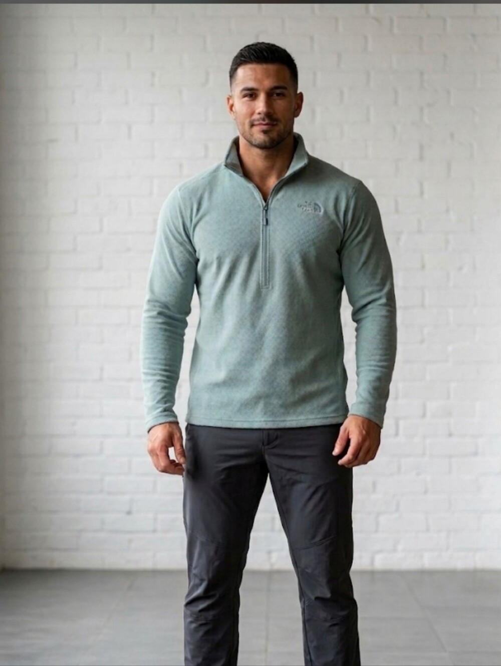 THE NORTH FACE Men's XL Textured Fleece 1/4 Zip Pullover Jacket Light Teal  NWT